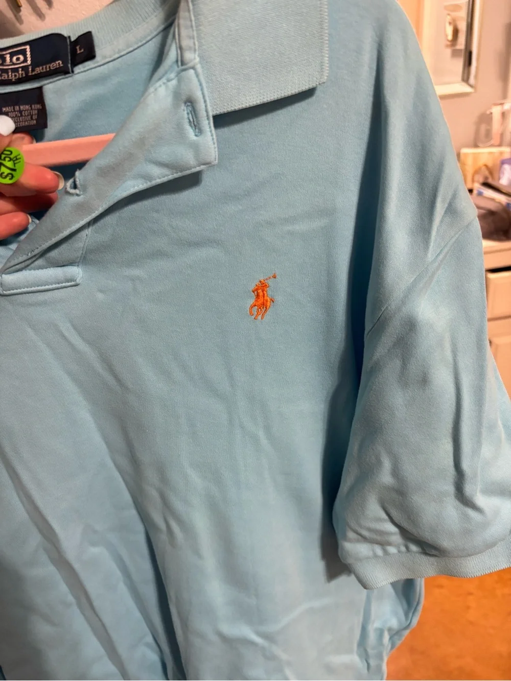 Ralph Lauren Light Aqua Polo with Orange Pony